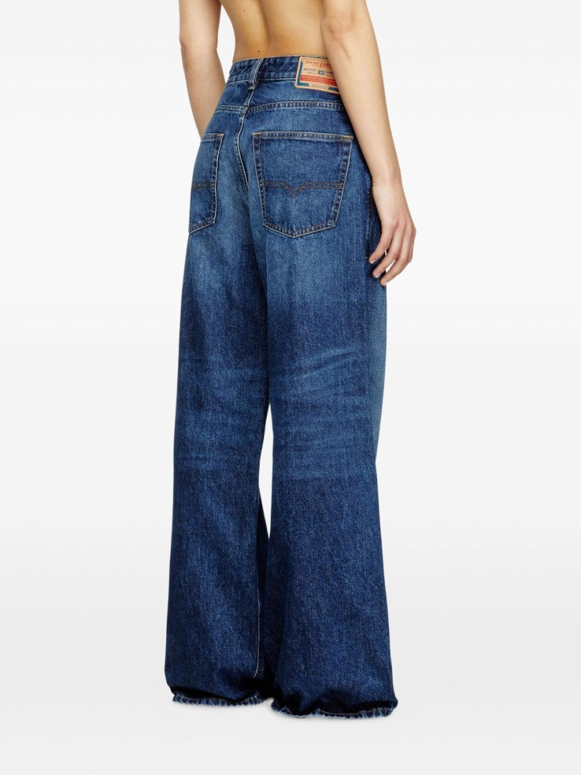 Diesel Indigo Blue Appliqué Logo Jeans