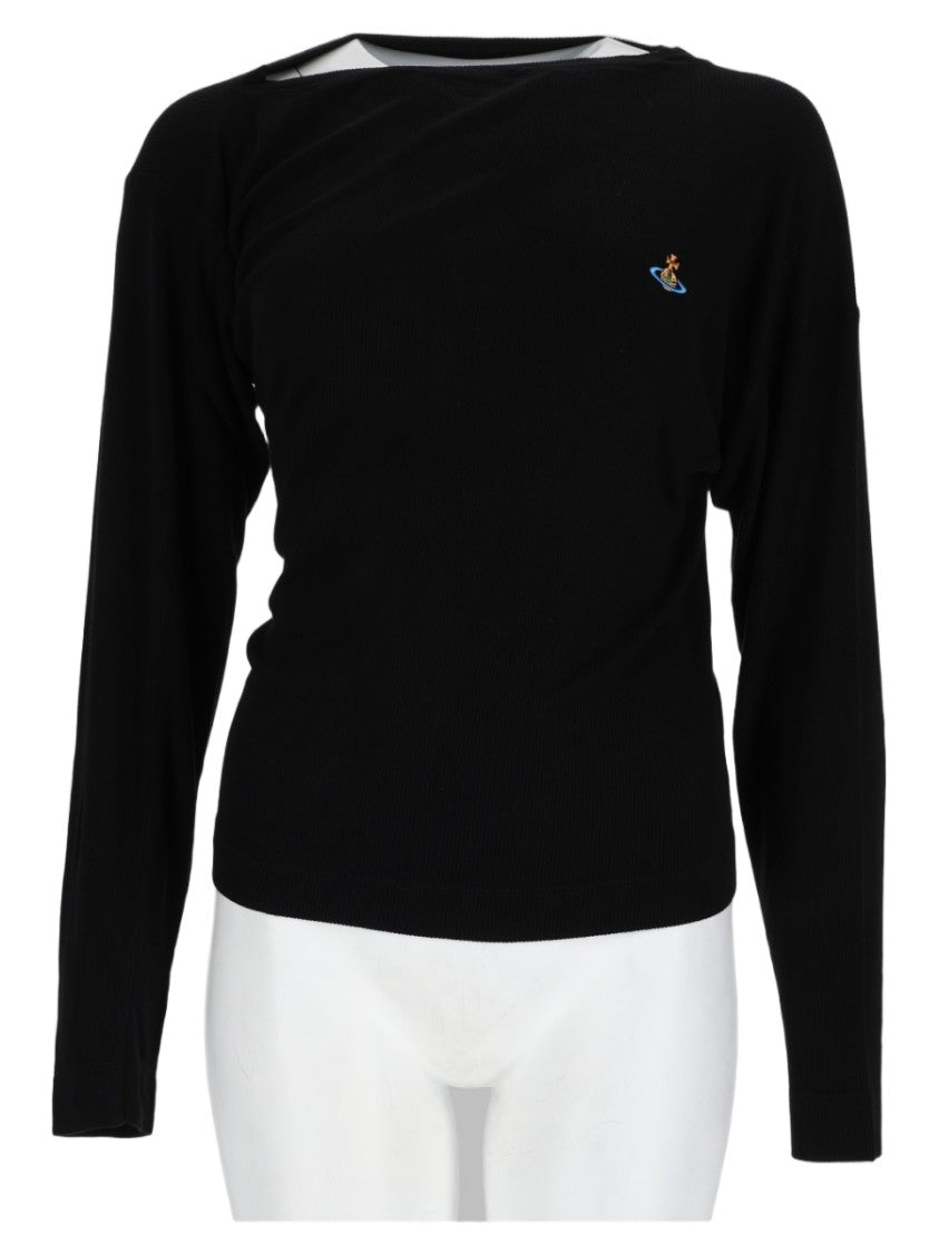 Vivienne Westwood Black Long-Sleeve Viscose-Blend Top