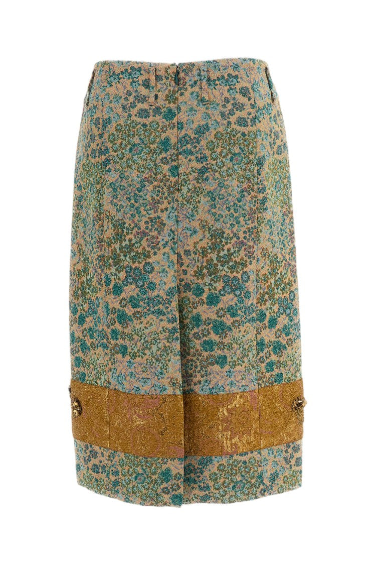 Dries Van Noten Floral Jacquard Gold-Embellished Midi Skirt