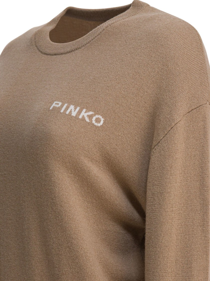 Pinko Cropped Sweater In Luxurious Wool-Cashmere Blend