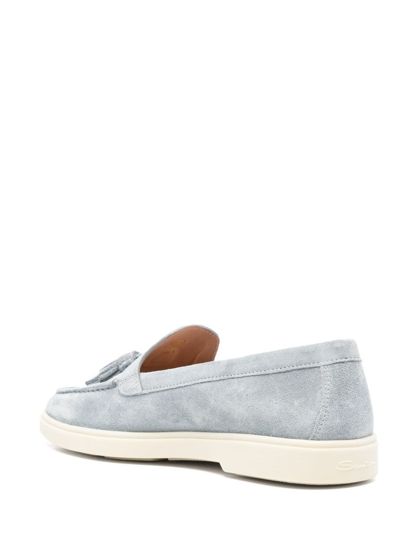 Santoni Tassel-Embellished Suede Loafers With Rubber Sole