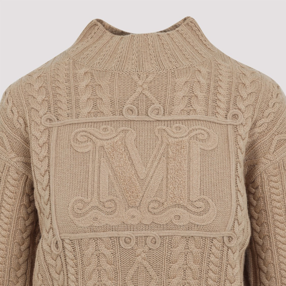 Max Mara Textured Cable Knit Sweater With High Collar