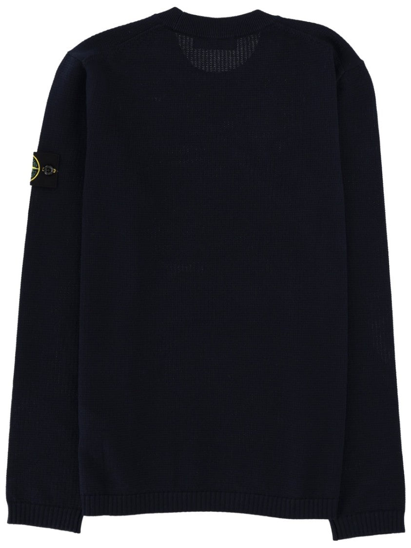 Stone Island Black Fitted Patch Cotton Sweater