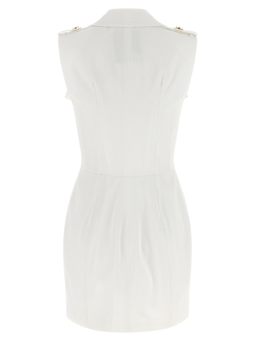 Elisabetta Franchi Double-Breasted Cotton Gabardine Mini Dress With Gold-Tone Accents
