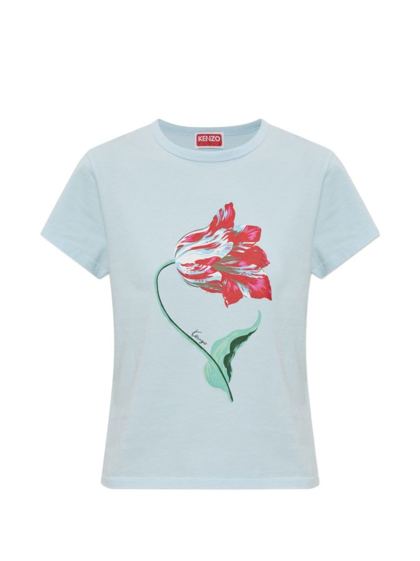 Kenzo White Relaxed Fit Graphic Crew Neck Top