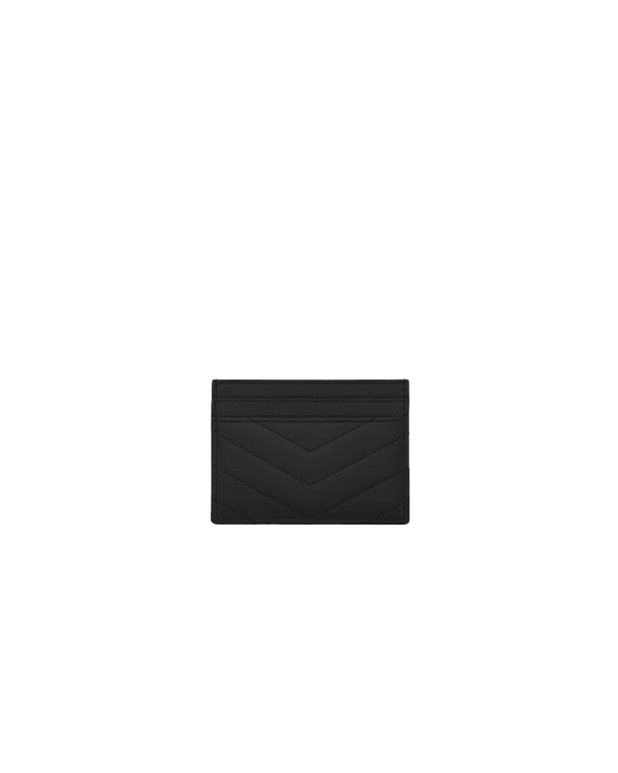 Saint Laurent Chevron Quilted Calf Leather Card Wallet