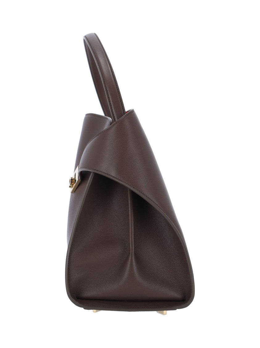 Ferragamo Structured Brown Bag With Timeless Design