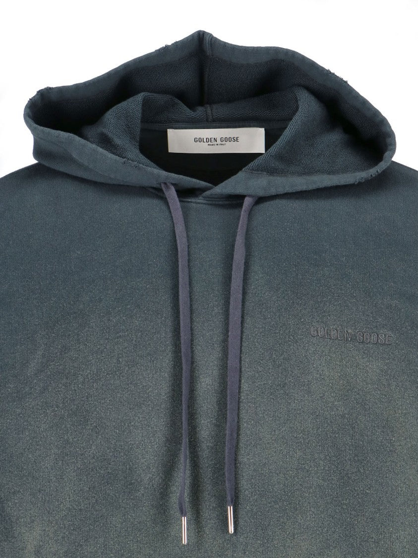 Golden Goose Worn Effect Black Cotton Hoodie
