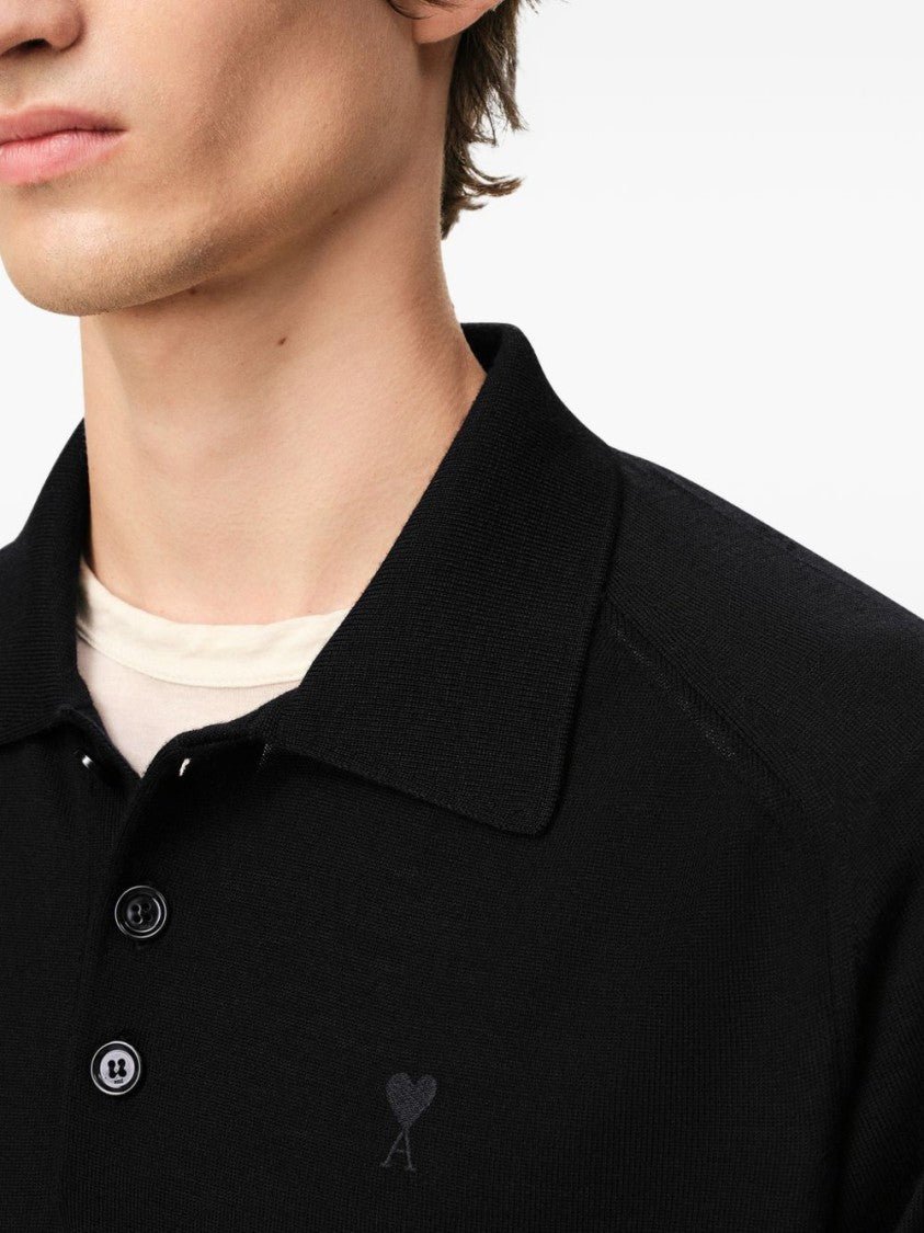 Ami Paris Short-Sleeve Polo Shirt With Chest Embroidery