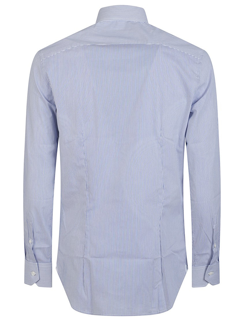 Orian Super Slim Blue Striped Cotton Shirt