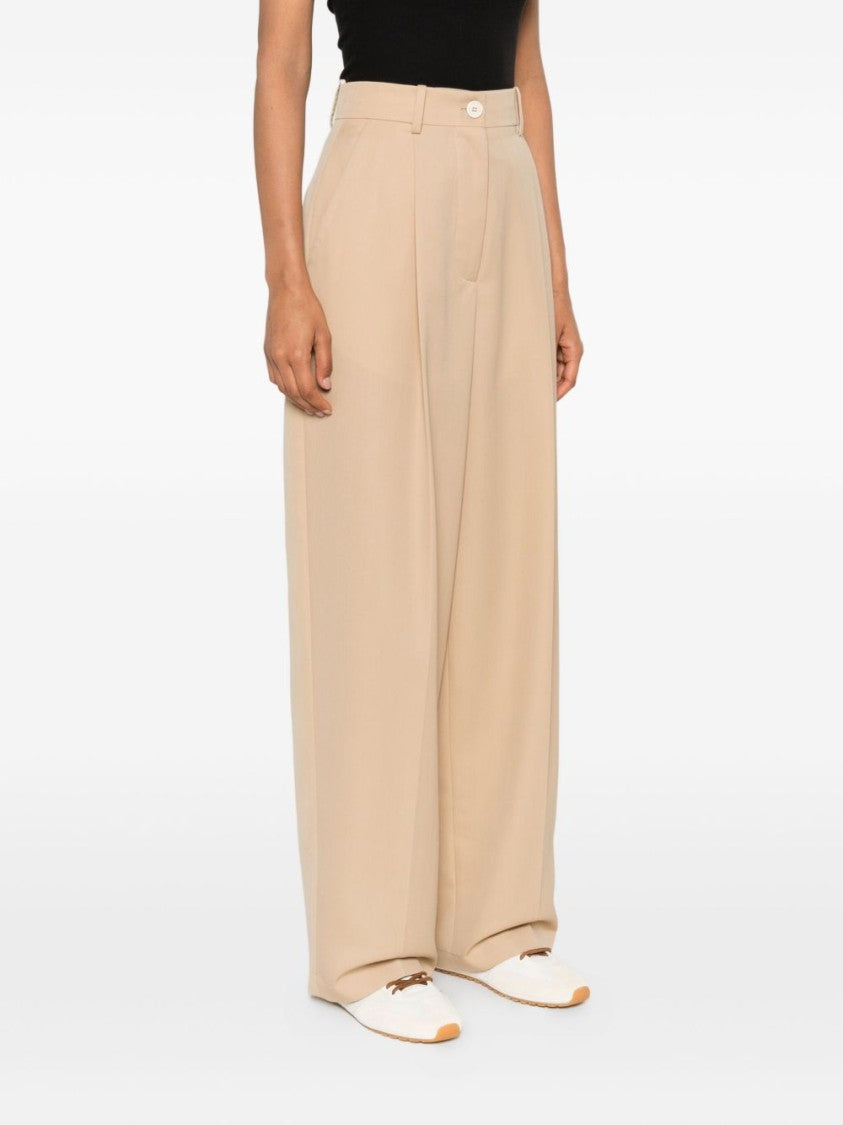 Marni High-Waist Brown Wide-Leg Trousers With Front Pleats