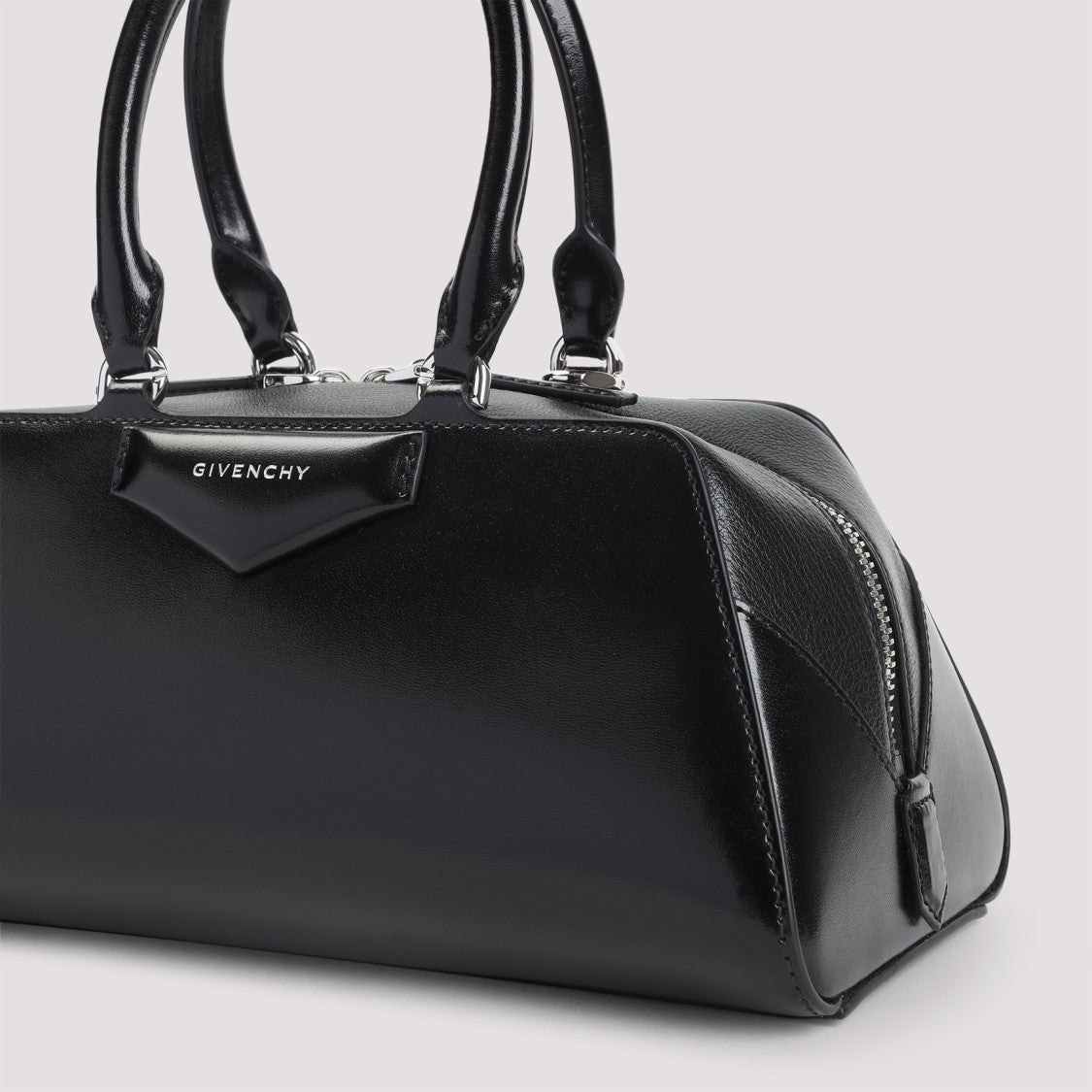 Givenchy Structured Black Calf Leather Handbag With Glossy Finish