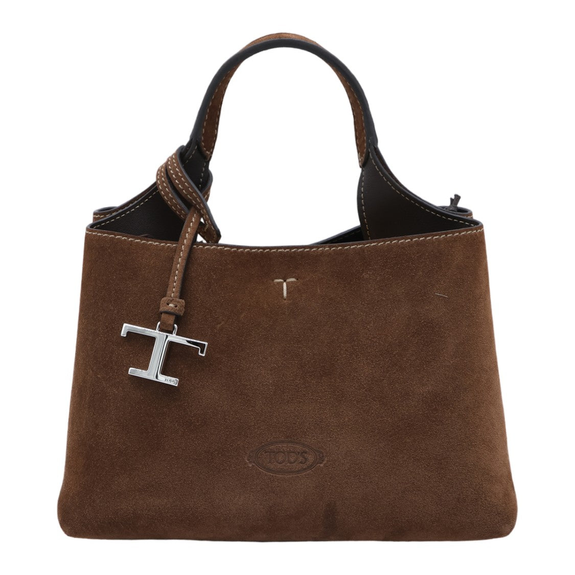 Tod's Medium Brown Suede Handbag With Structured Silhouette