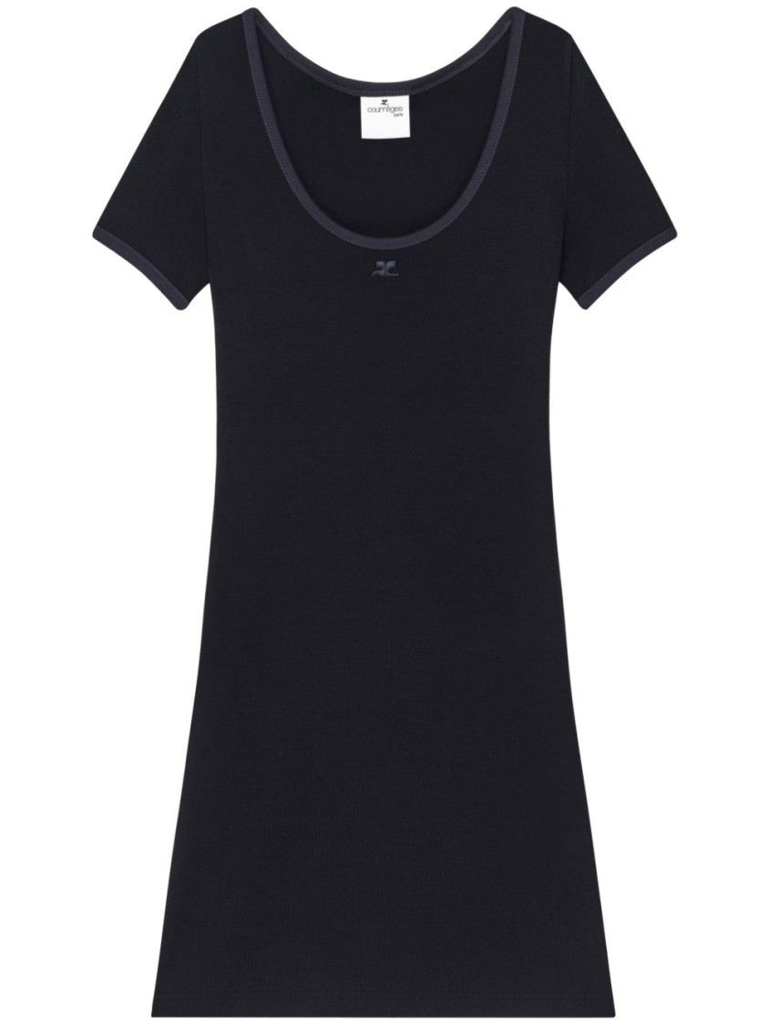 Courrèges Fitted Mini Dress In Navy And Black