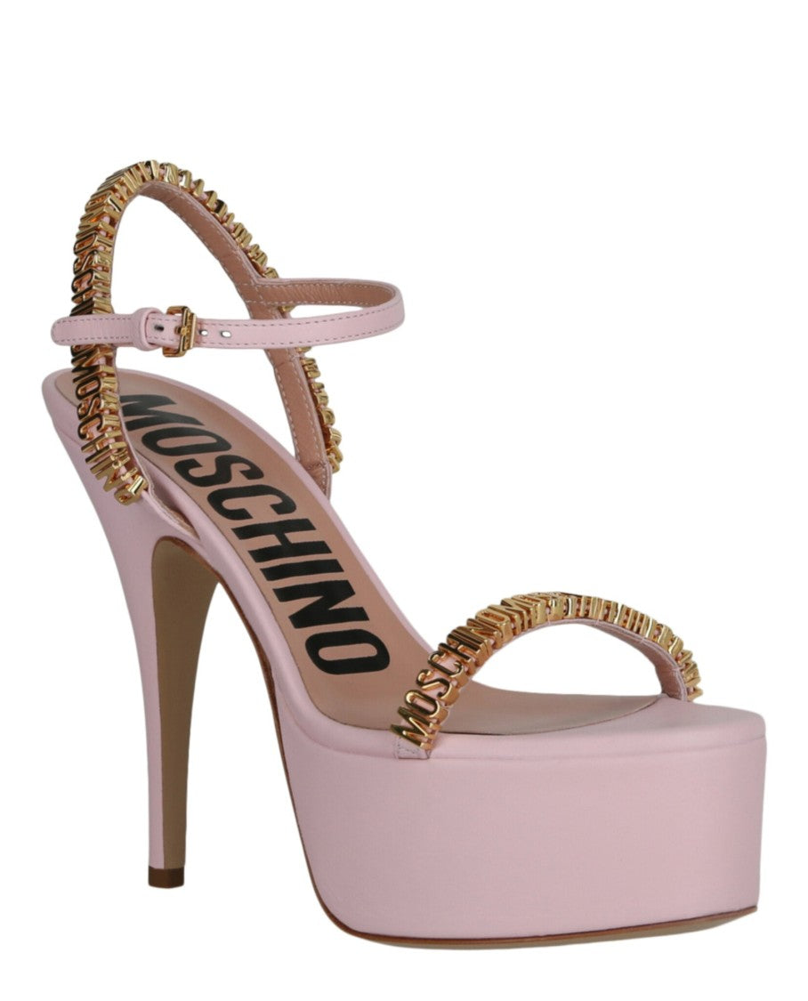 Moschino Logo Lettering Platform Heel Sandals