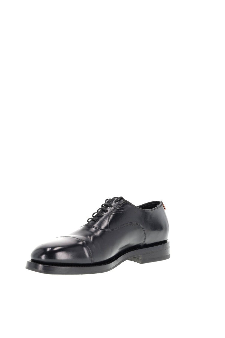 Santoni Black Carlo Leather Oxford Brogues