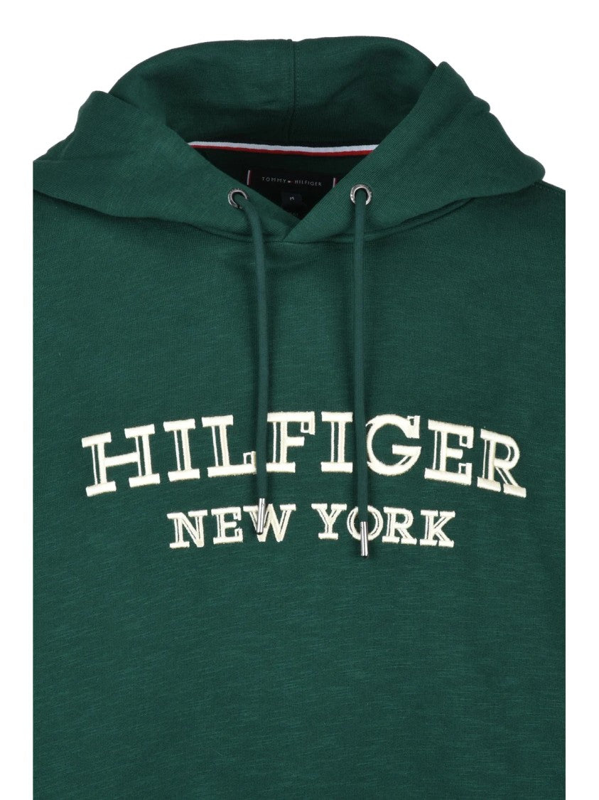Tommy Hilfiger Green Contrast Sleeve Cotton Hoodie