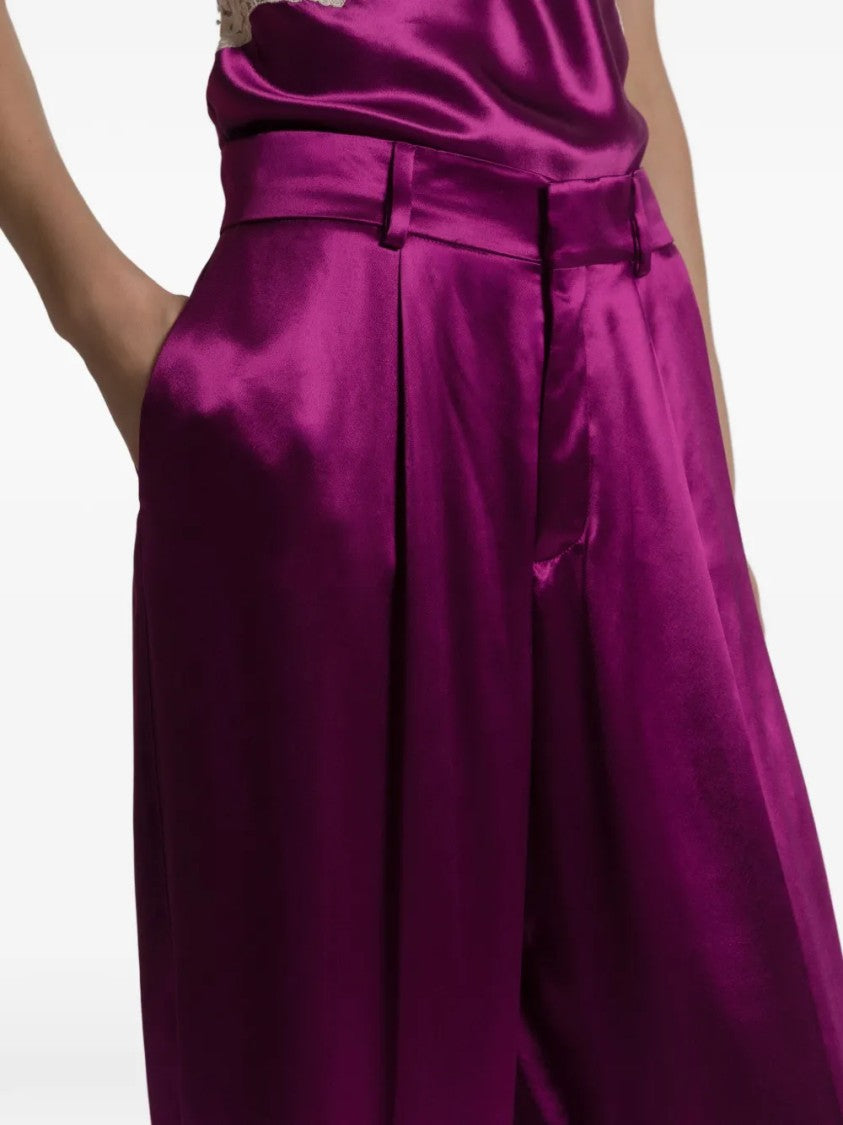 Alberta Ferretti Wide-Leg High-Waist Pants With Front Pleats