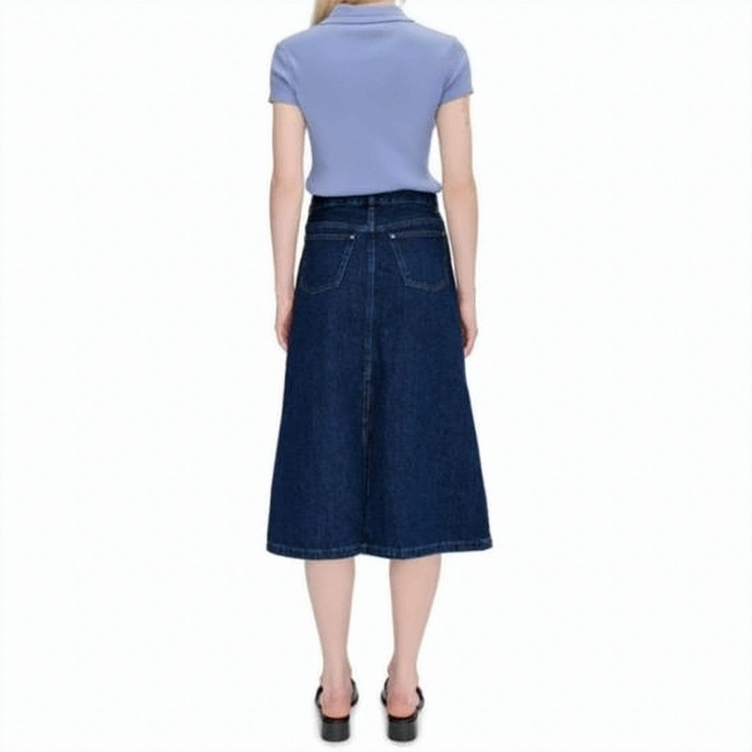 A.P.C. A-Line Midi Denim Skirt With Metallic Studs