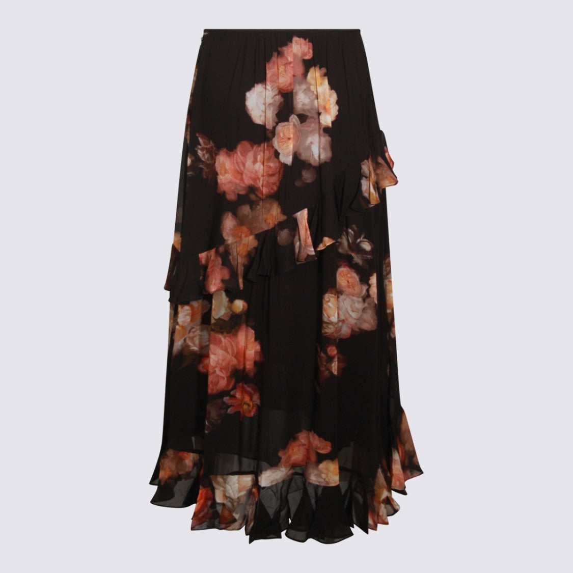 Zimmermann High Waisted Ruffled Skirt With Asymmetric Hem
