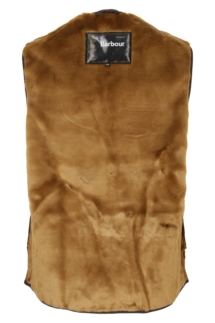 Barbour Plush Acrylic Gilet With Zipper And Contrast Trim