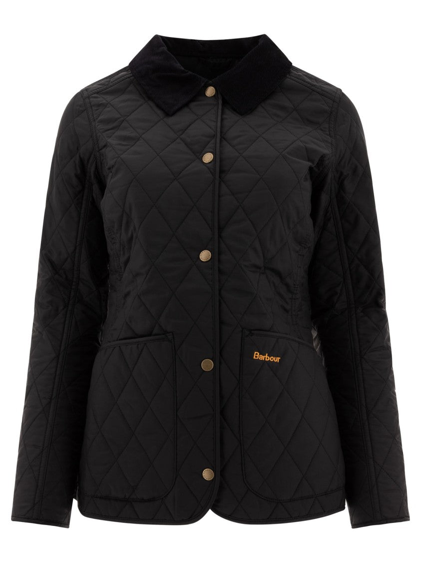 Barbour Quilted Jacket With Diamond Design And Corduroy Collar