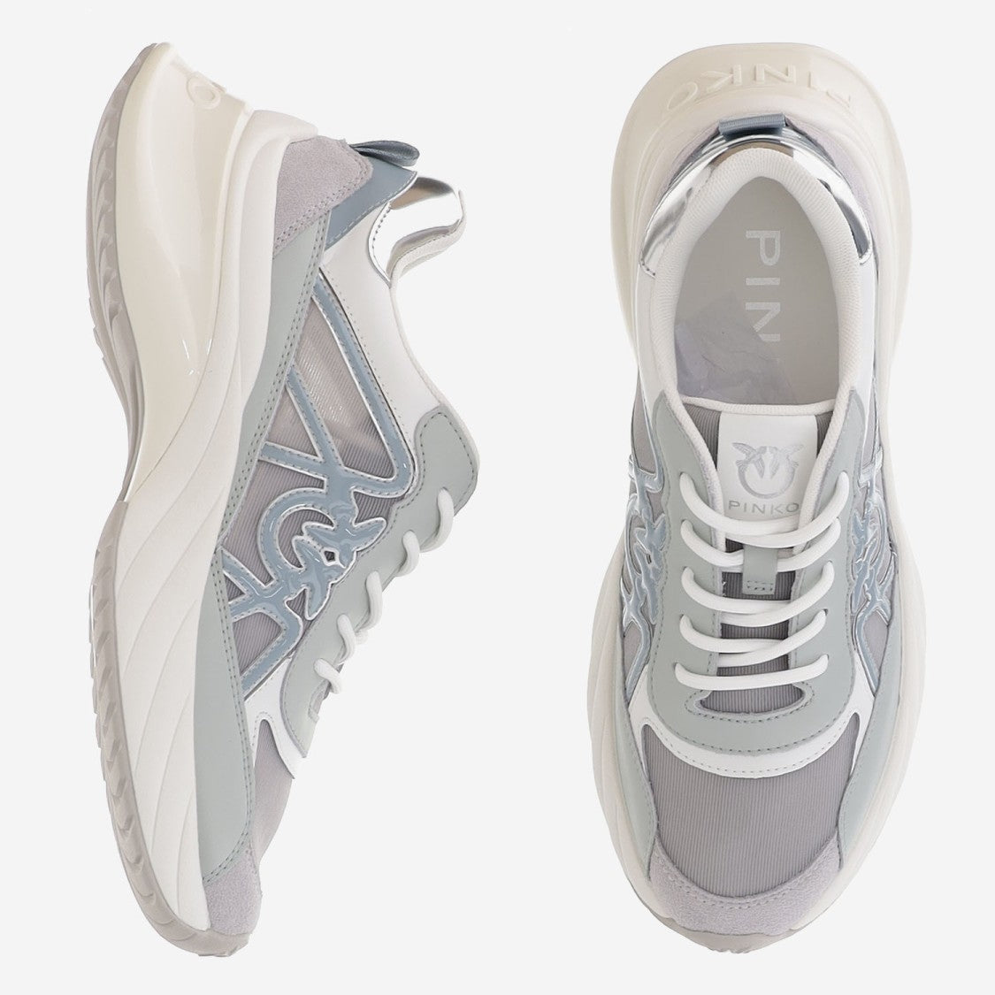 Pinko Multi-Material Sneakers With Logo Accents