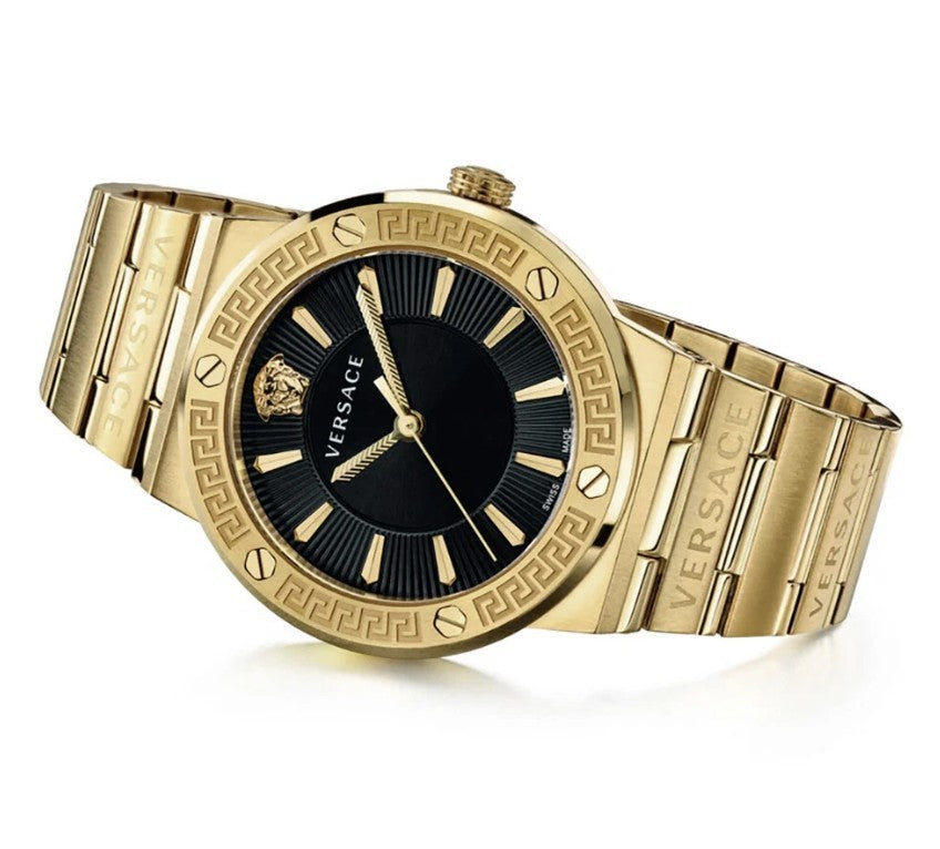 Versace Gold-Finished 38Mm Versace Greca Logo Watch