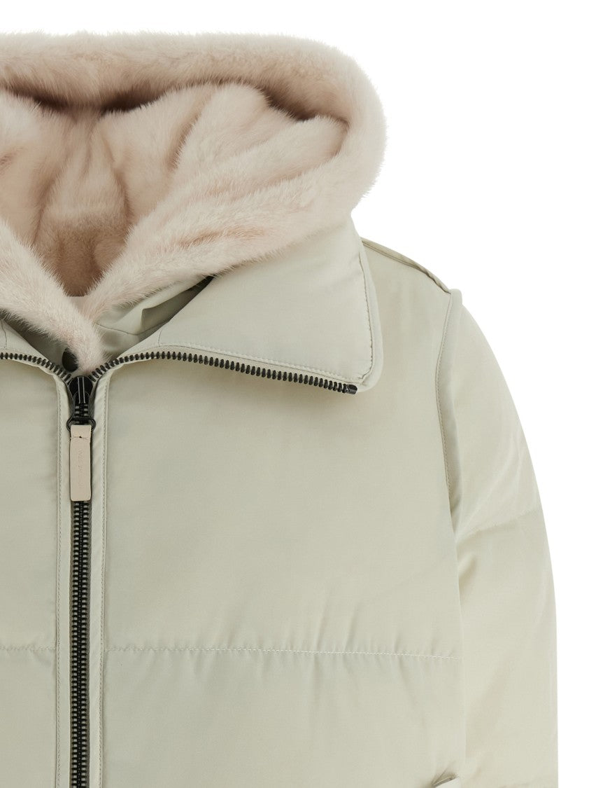 Yves Salomon Fur Insert Cropped Down Jacket