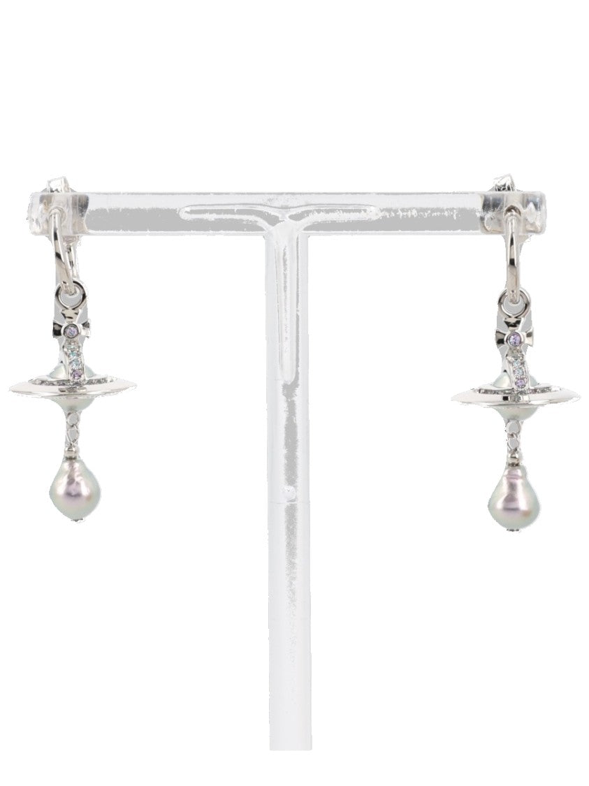 Vivienne Westwood Silver Orb Pearl Brass Earrings