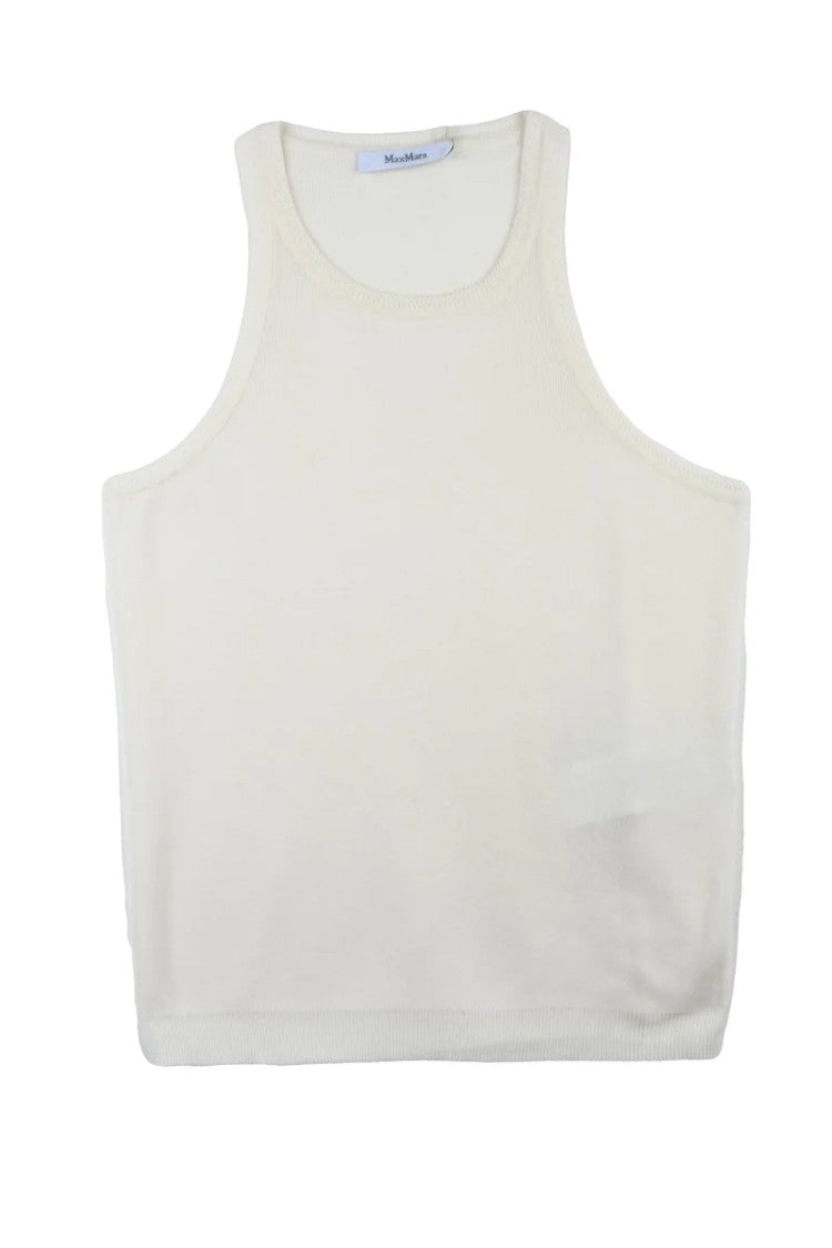 Max Mara White Minimalist Sleeveless Cotton Tank Top