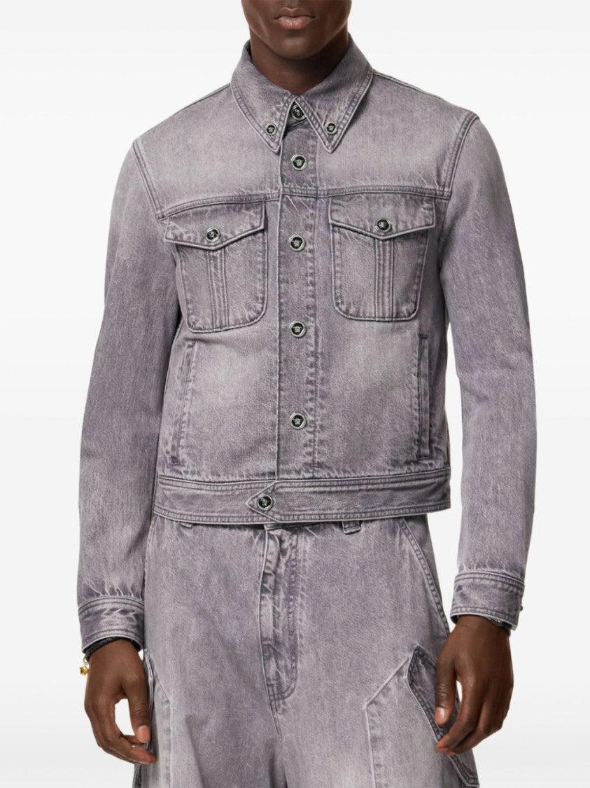 Versace Light Grey Cotton Denim Jacket