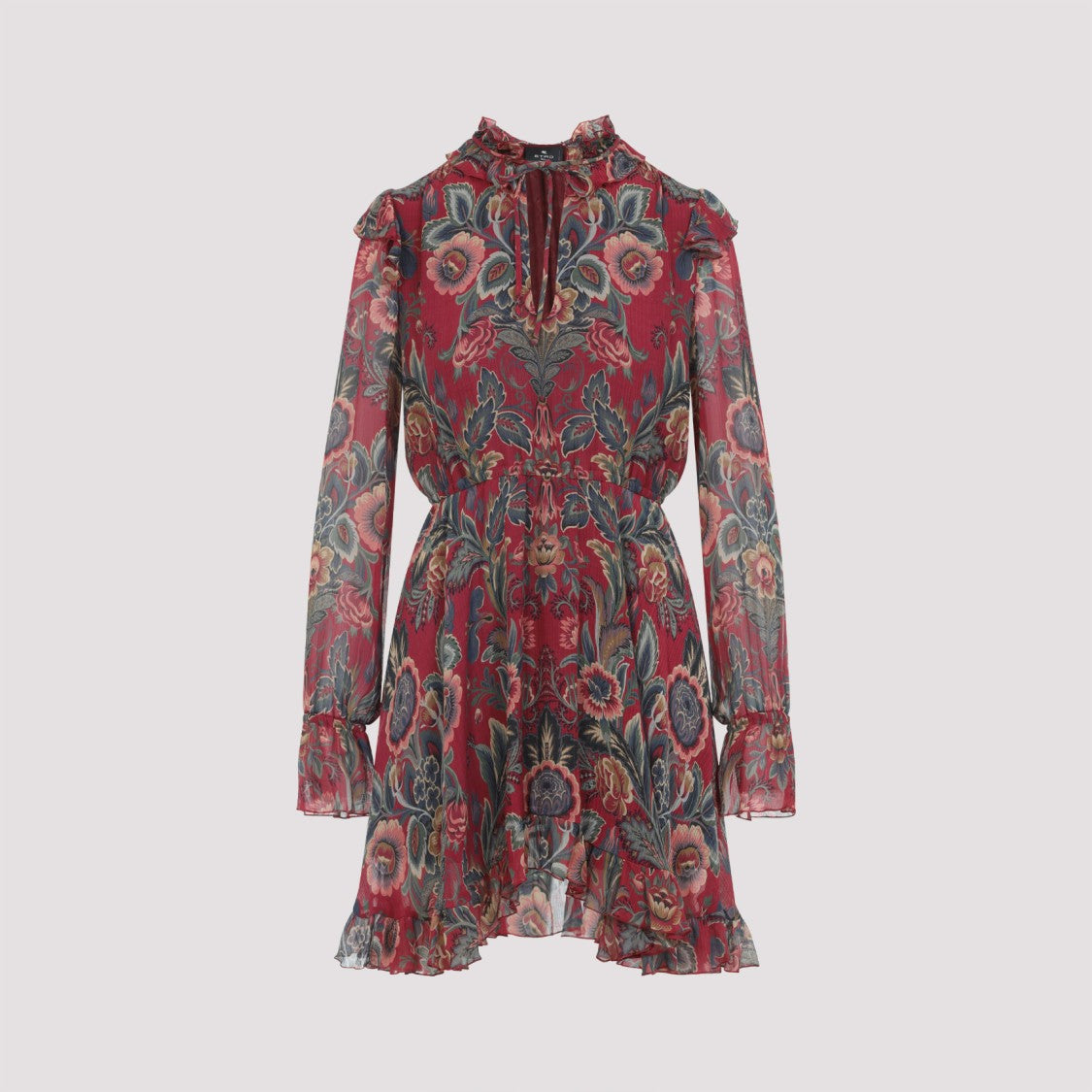 Etro High Neck Floral Print Mini Dress