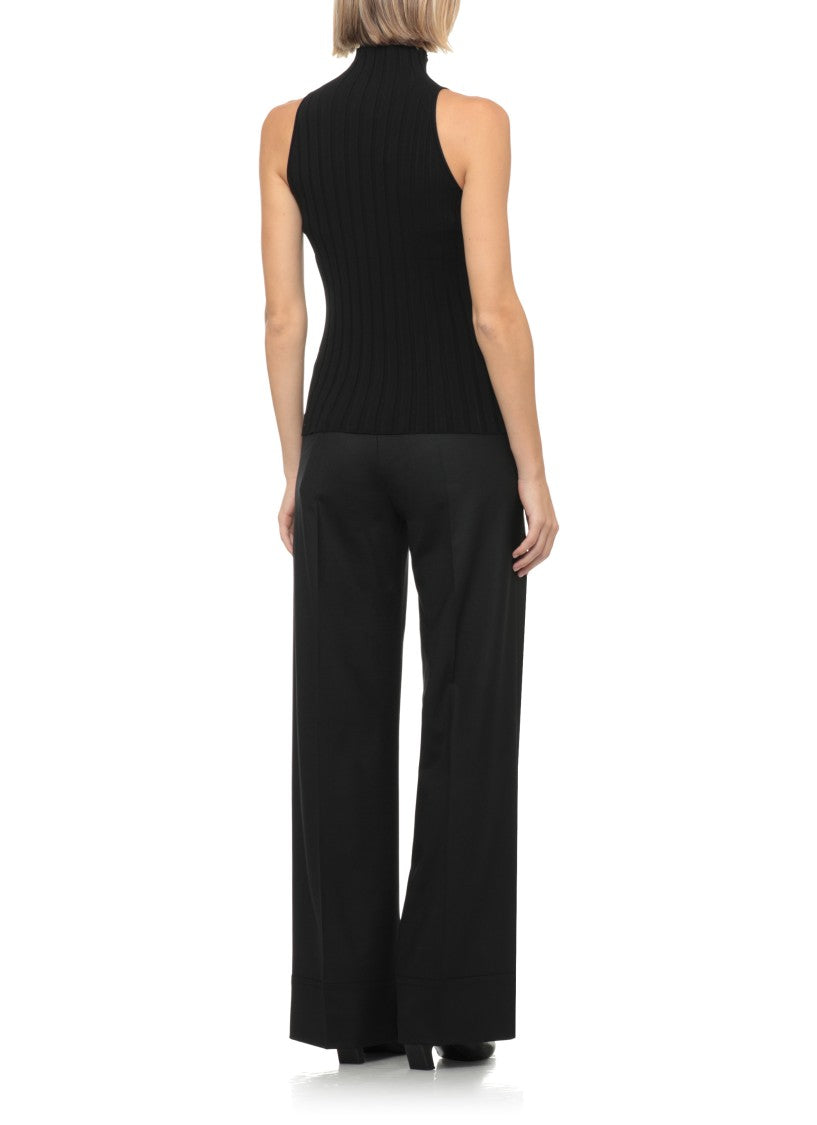D. Exterior Black Ribbed Viscose Tank Top
