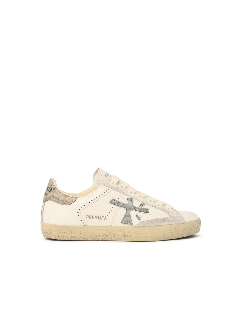 Premiata 'Stevend' White Leather Sneakers