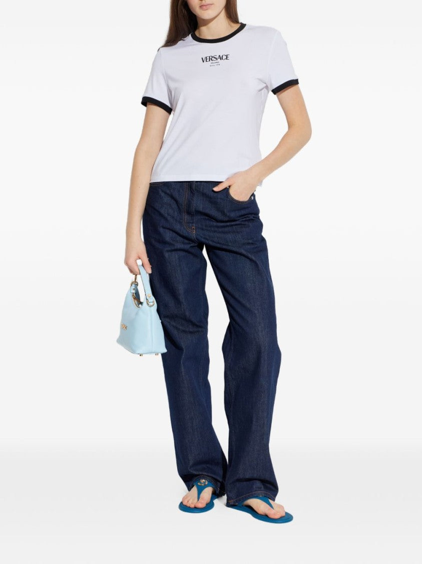 Versace White Silk And Nylon Ribbed Top
