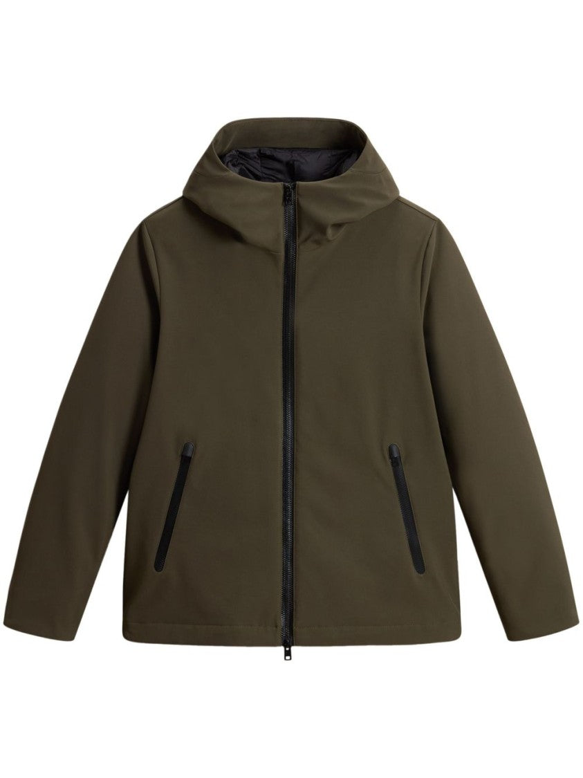 Woolrich Padded Olive Green Logo Jacket