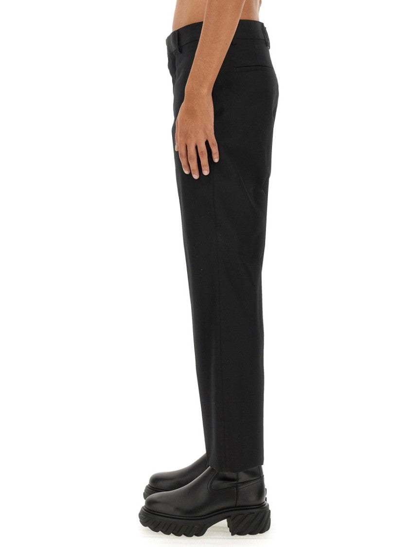 Off-White Slim-Fit Black Virgin Wool Pants With Tailored Silhouette
