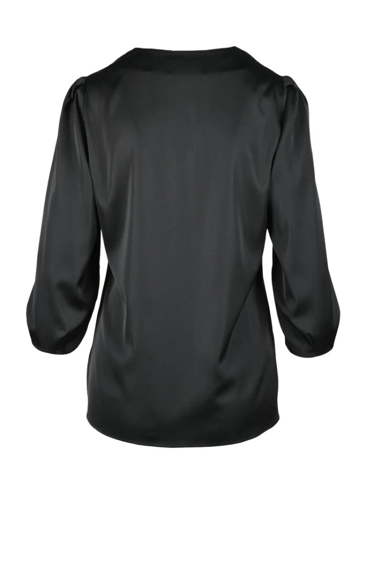 Ecla' Black Fluid Polyester Blouse