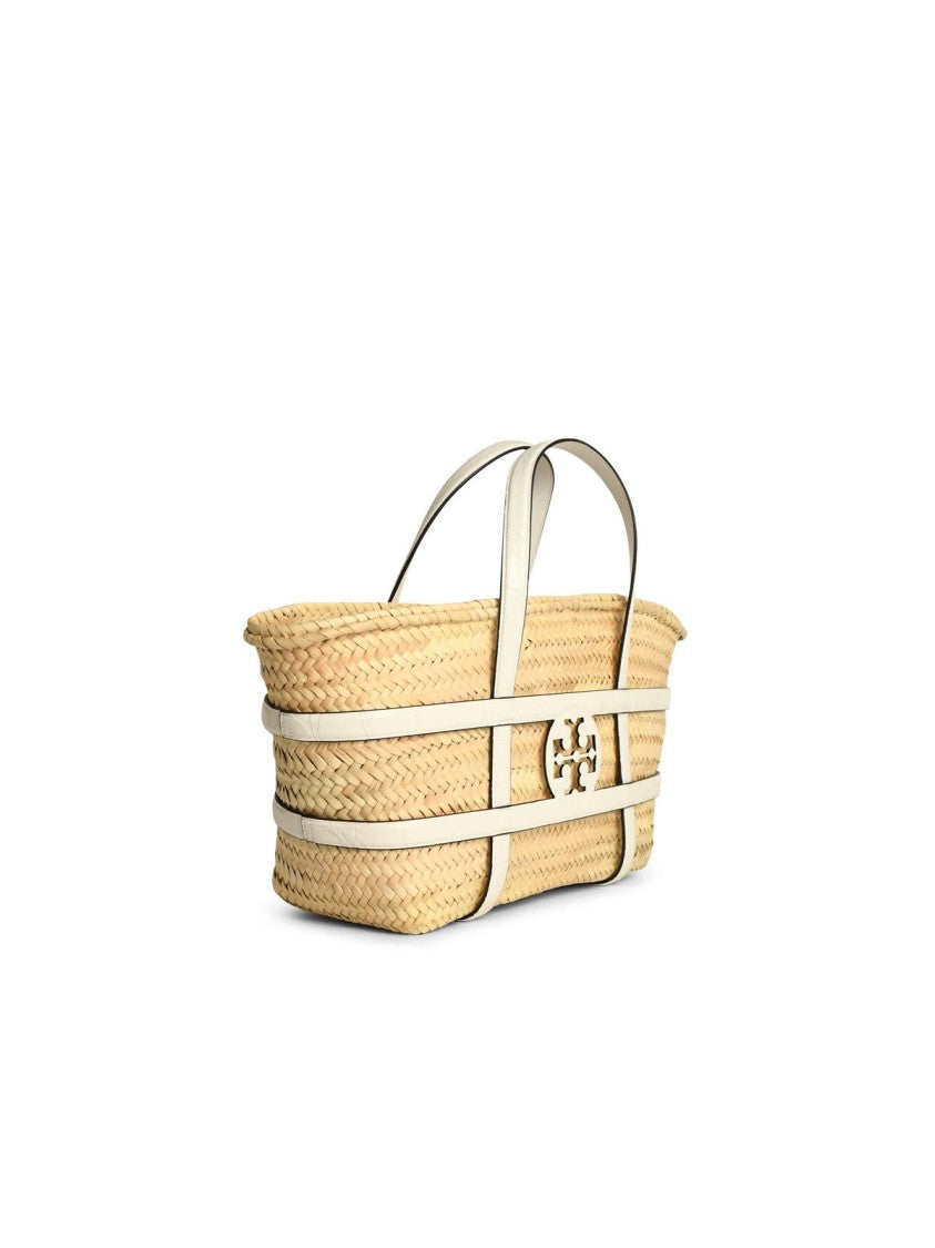 Tory Burch Ella' White Basket Straw Shopping Bag