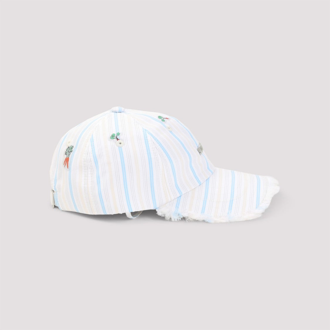 Jacquemus Striped Cotton Cap With Embroidered Motifs
