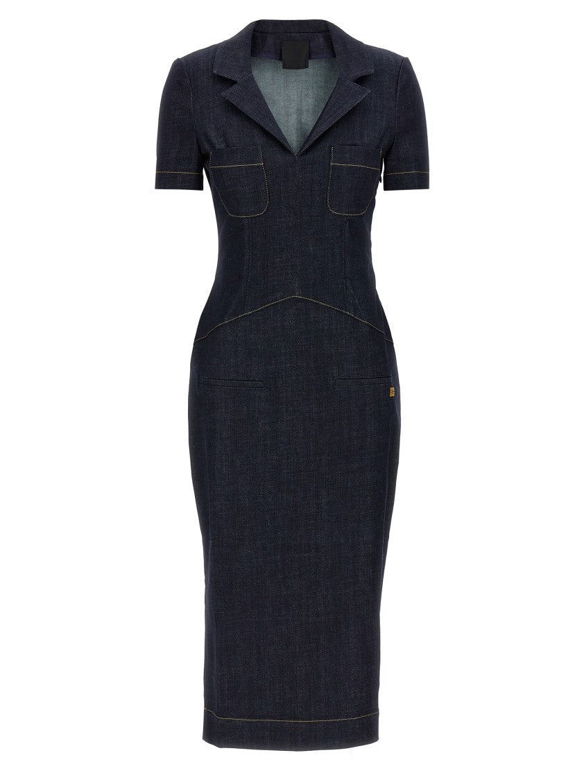 Givenchy Sheath Midi Dress In Stretch Denim