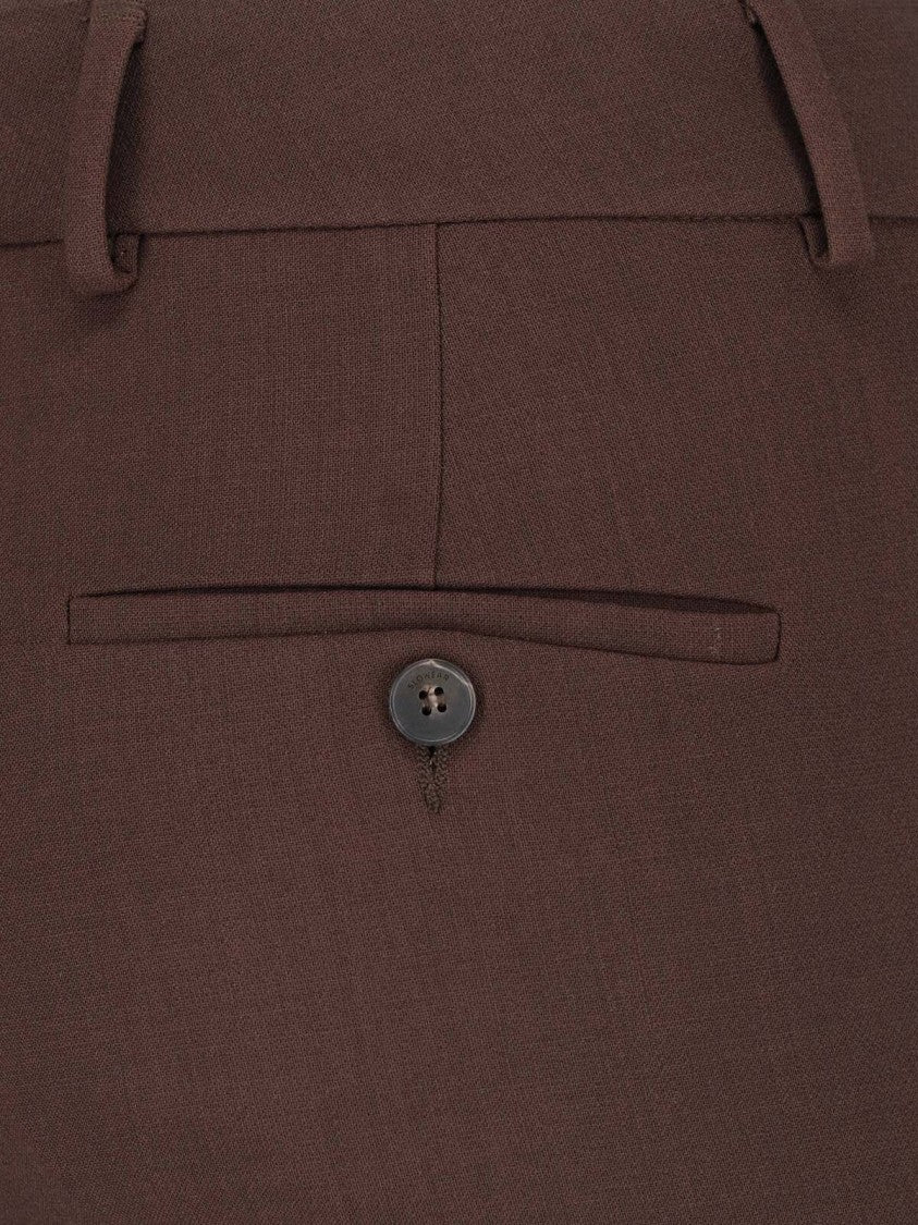 Incotex Brown Tailored Straight-Leg Virgin Wool Pants