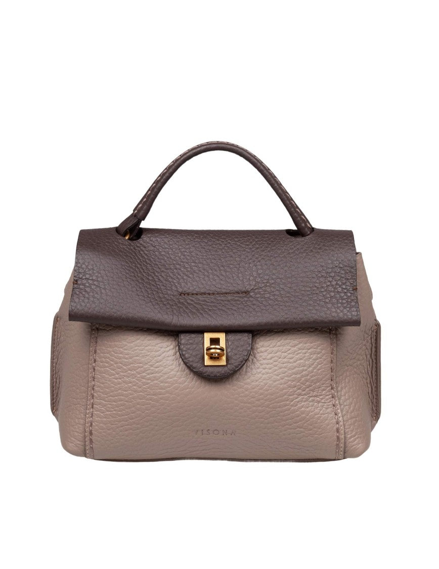 Visona 21570 Leather Handbag, Taupe