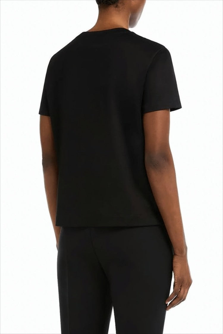 Max Mara Boxy Black T-Shirt With Crew Neckline