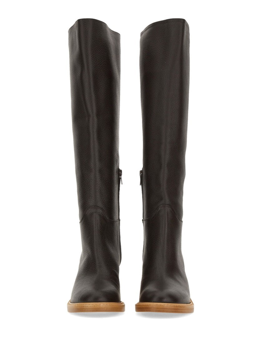 Roberto Festa Knee-High Leather Boots With Side Zipper