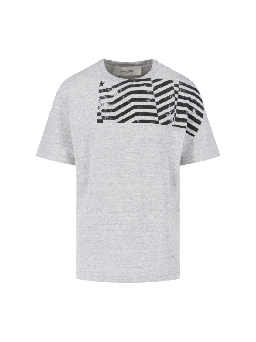 Golden Goose "Flag Print" T-Shirt – Grey
