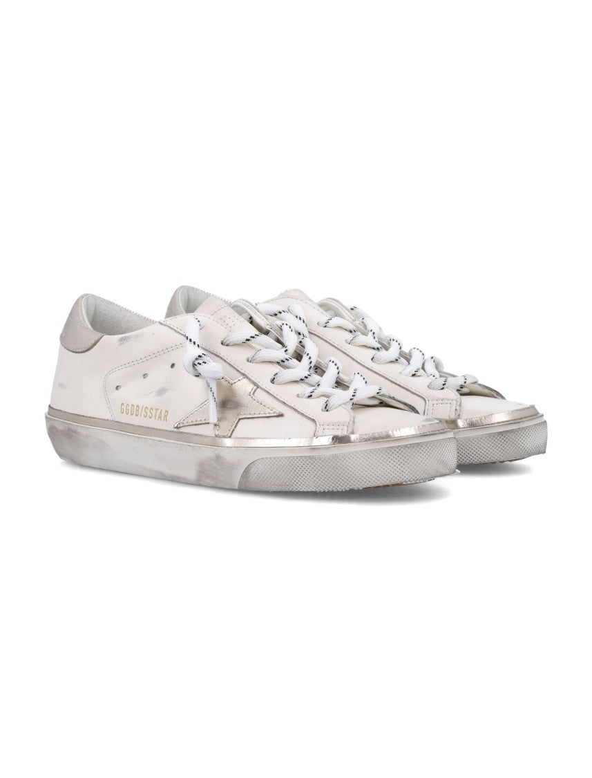 Golden Goose Superstar Distressed White Leather Low-Top Sneakers