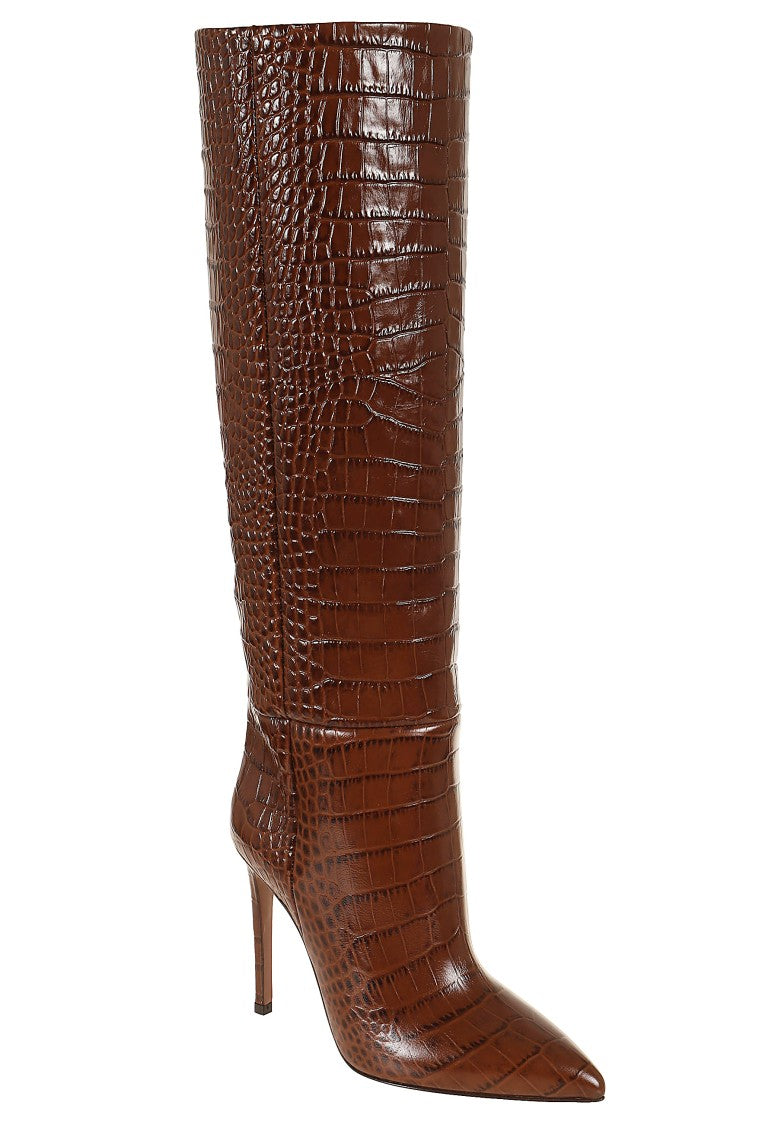 Paris Texas Crocodile-Effect Pointed-Toe Stiletto Boots