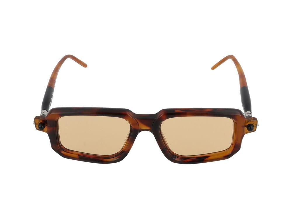 Kuboraum Tortoiseshell Acetate Metallic Accent Square Sunglasses